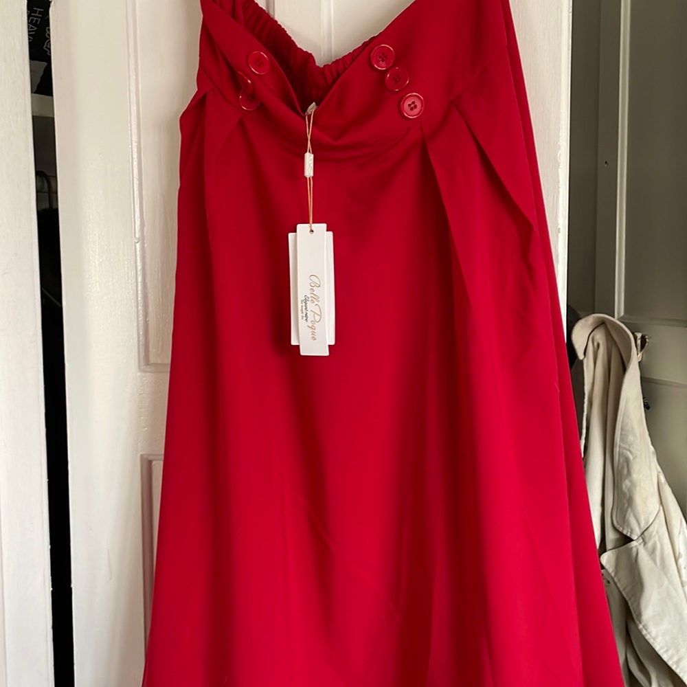 Belle Boque red skirt with button details